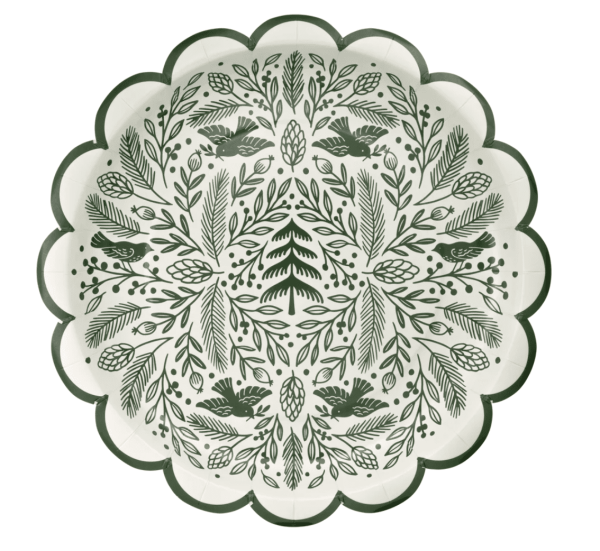 Woodland Scalloped Plate, Green